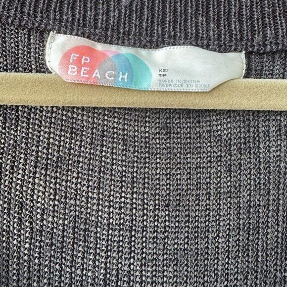 Free People Beach One Love Sweater Midi Cover-Up Dress Sz XS Black Linen Blend - Picture 4 of 7